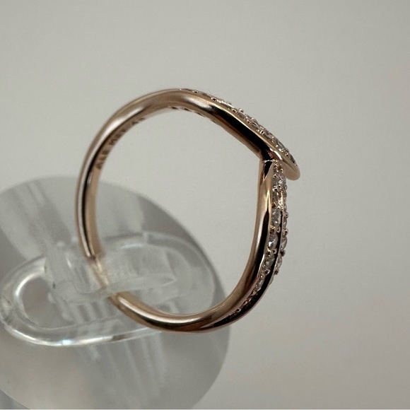 Pandora 14k Rose Gold Plated Sparkling CZ Leaves Ring | Size 4.5 (48) - Picture 13 of 14